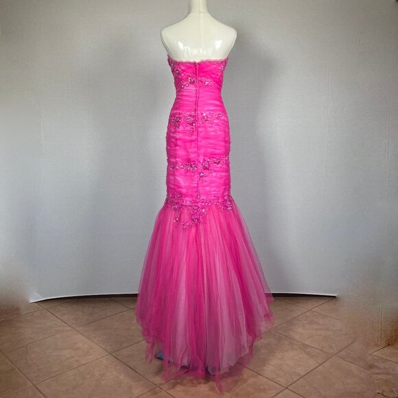 Joli Prom Embellished Party Dress Strapless Pink 6 - Picture 6 of 13